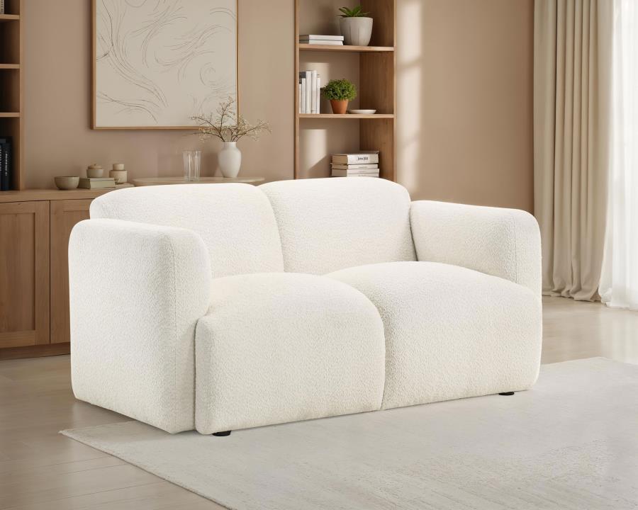 Dorset Fabric Upholstered Round Track Arm Loveseat White-zoom-2