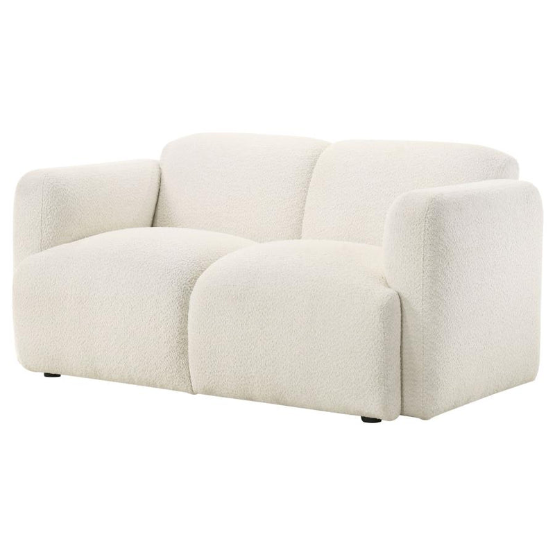 Dorset Fabric Upholstered Round Track Arm Loveseat White-zoom-