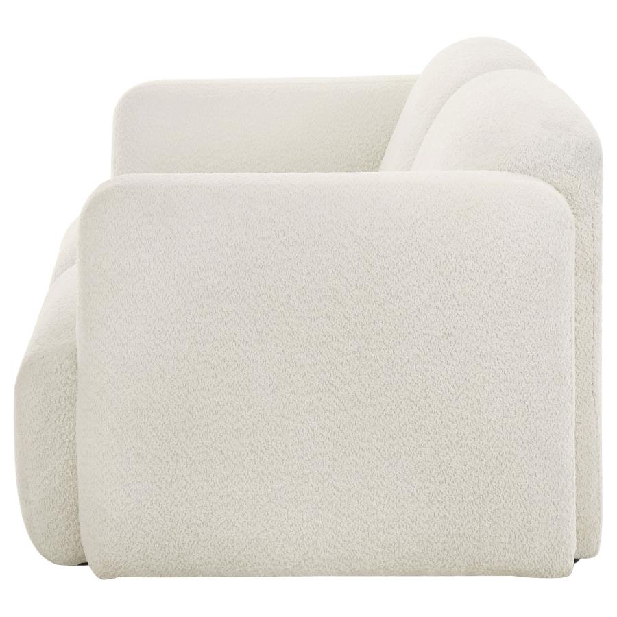 Dorset Fabric Upholstered Round Track Arm Loveseat White-5