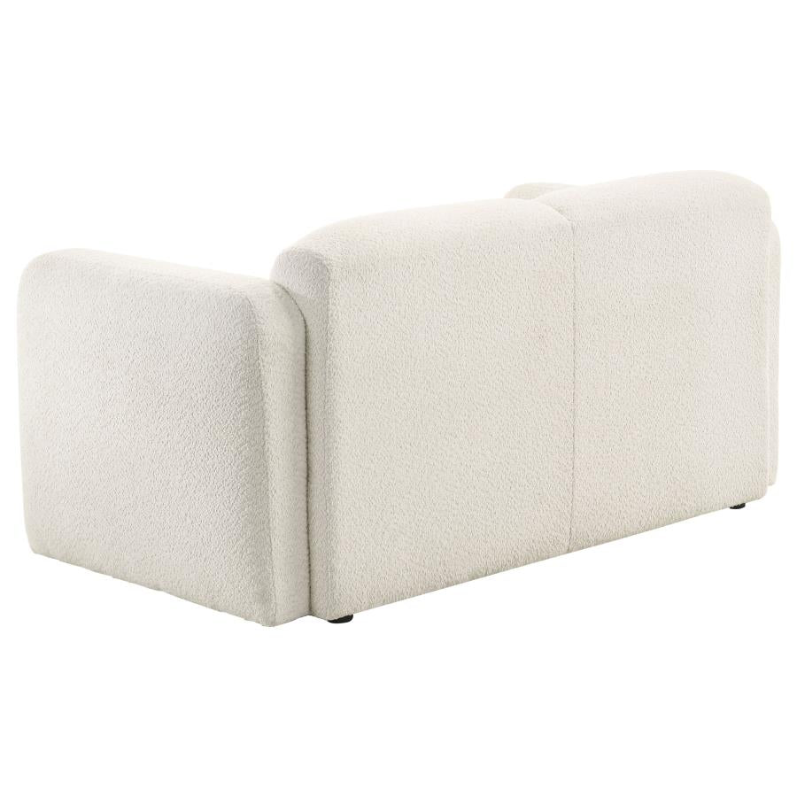 Dorset Fabric Upholstered Round Track Arm Loveseat White-zoom-6