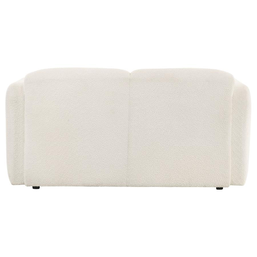 Dorset Fabric Upholstered Round Track Arm Loveseat White-7