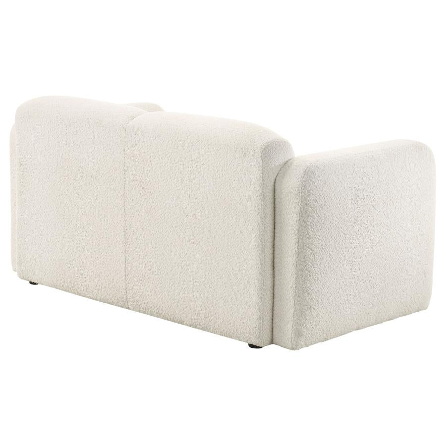 Dorset Fabric Upholstered Round Track Arm Loveseat White-8