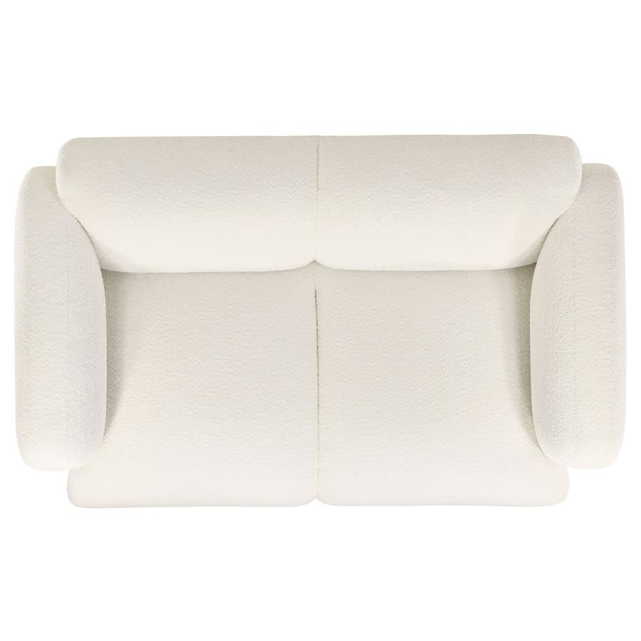 Dorset Fabric Upholstered Round Track Arm Loveseat White-10