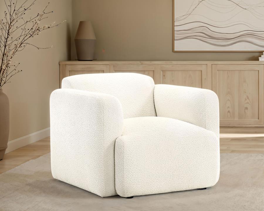 Dorset Fabric Upholstered Round Track Arm Accent Chair White-2