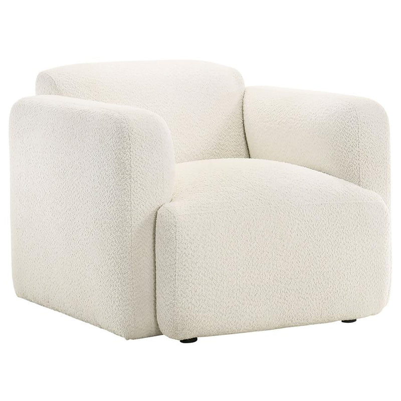 Dorset Fabric Upholstered Round Track Arm Accent Chair White-zoom-