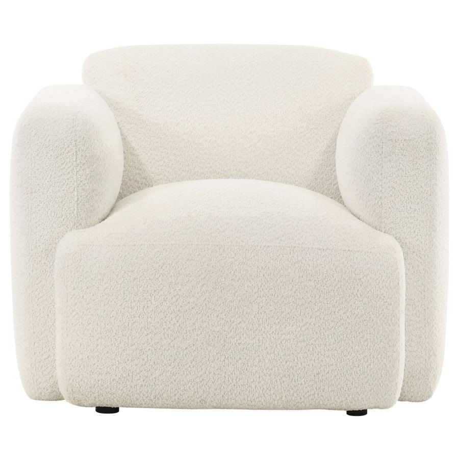 Dorset Fabric Upholstered Round Track Arm Accent Chair White-zoom-3