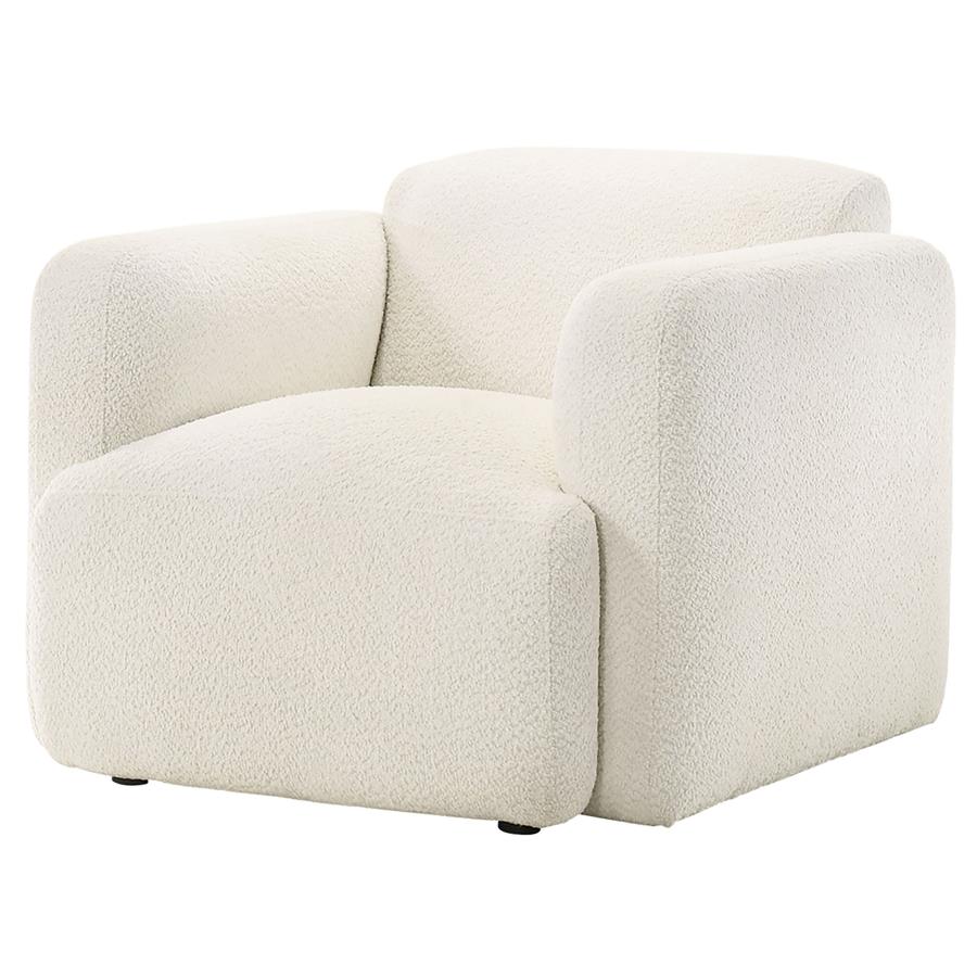 Dorset Fabric Upholstered Round Track Arm Accent Chair White-zoom-4