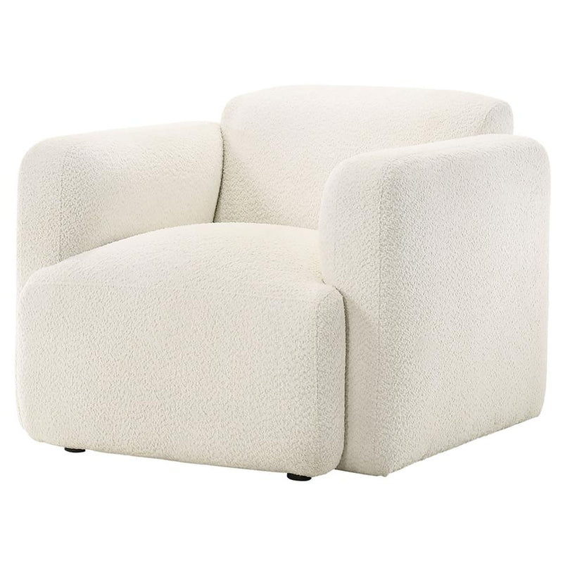 Dorset Fabric Upholstered Round Track Arm Accent Chair White-zoom-