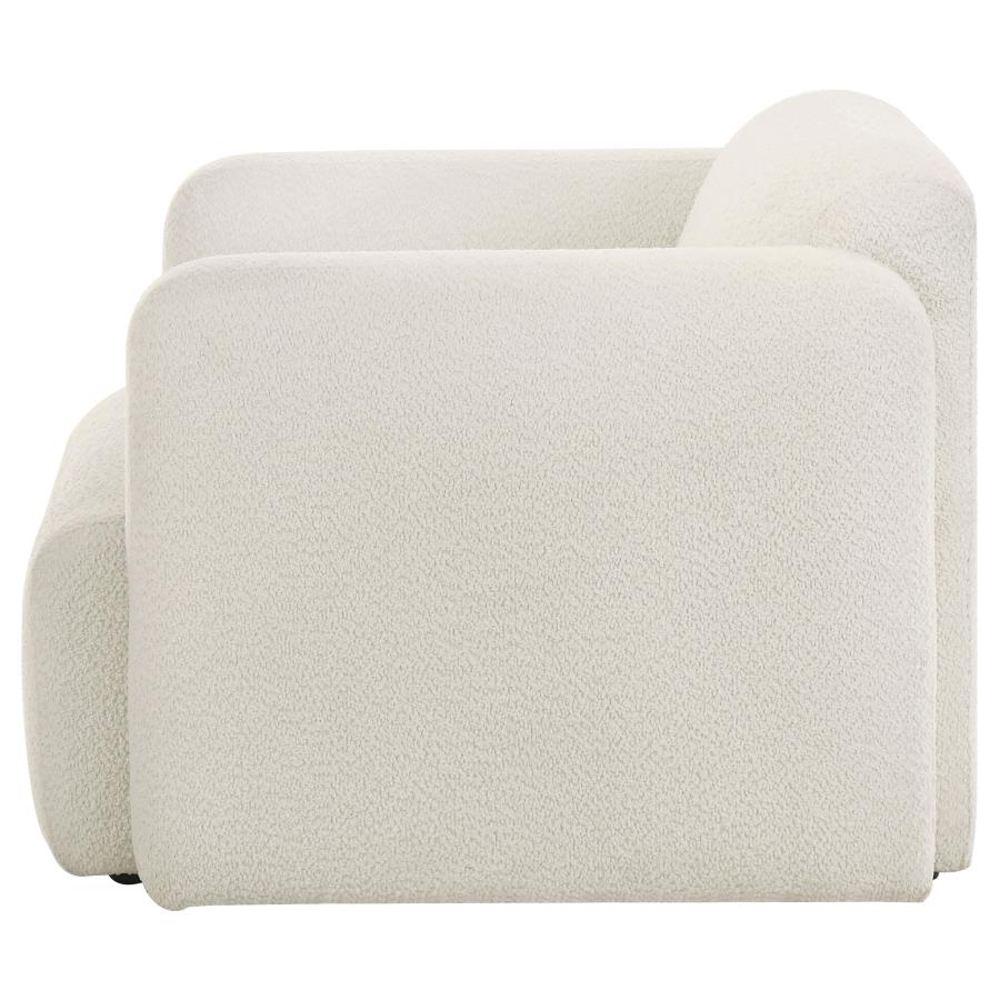 Dorset Fabric Upholstered Round Track Arm Accent Chair White-5