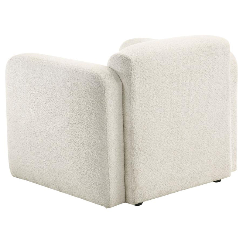 Dorset Fabric Upholstered Round Track Arm Accent Chair White-zoom-