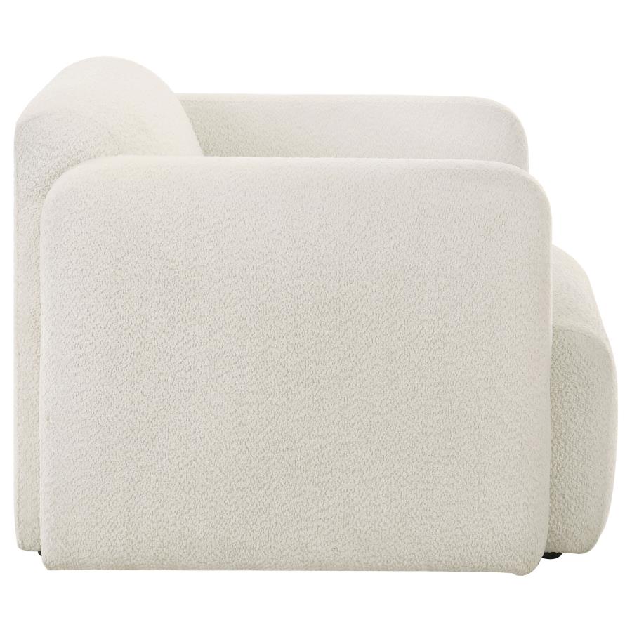 Dorset Fabric Upholstered Round Track Arm Accent Chair White-9