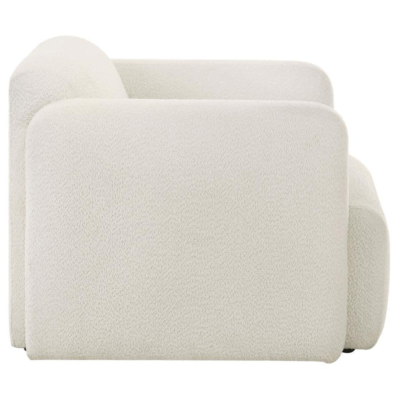 Dorset Fabric Upholstered Round Track Arm Accent Chair White-zoom-