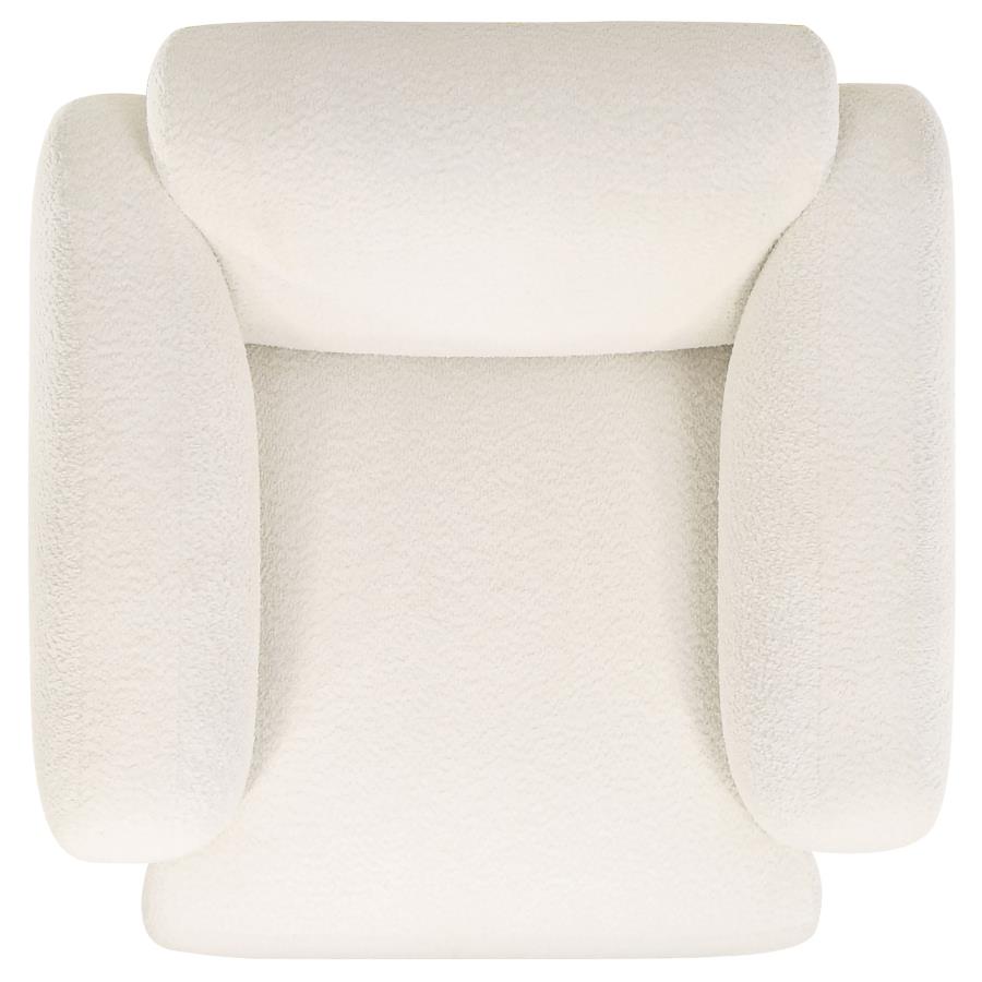 Dorset Fabric Upholstered Round Track Arm Accent Chair White-10