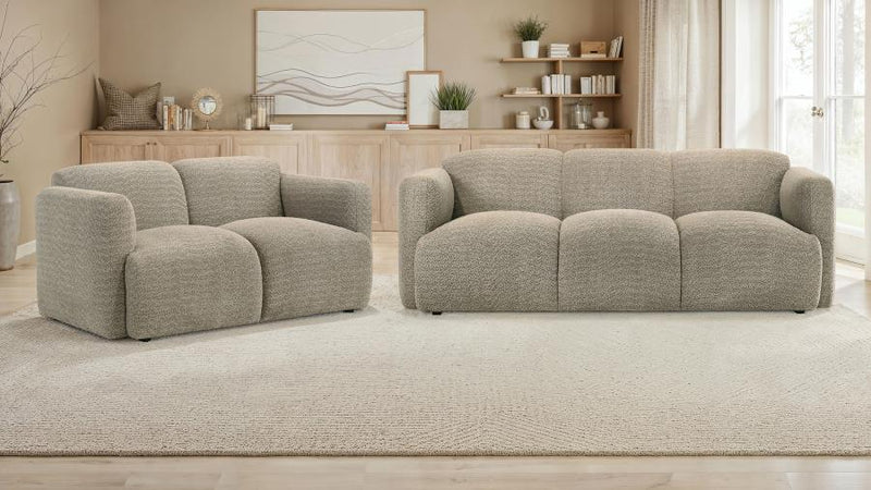 Dorset 2-piece Upholstered Round Track Arm Sofa Set Brown-zoom-