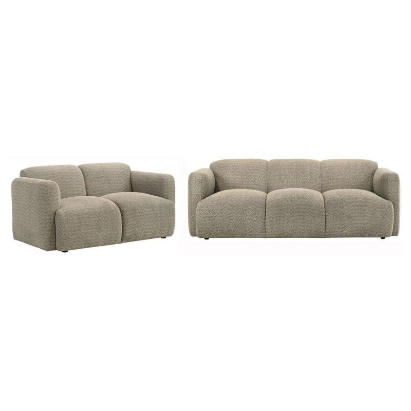 Dorset 2-piece Upholstered Round Track Arm Sofa Set Brown-zoom-