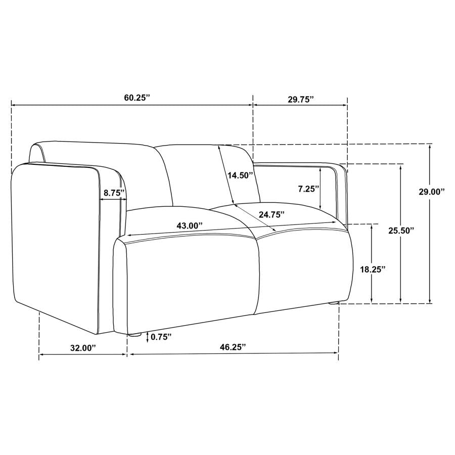 Dorset 2-piece Upholstered Round Track Arm Sofa Set Brown-zoom-15