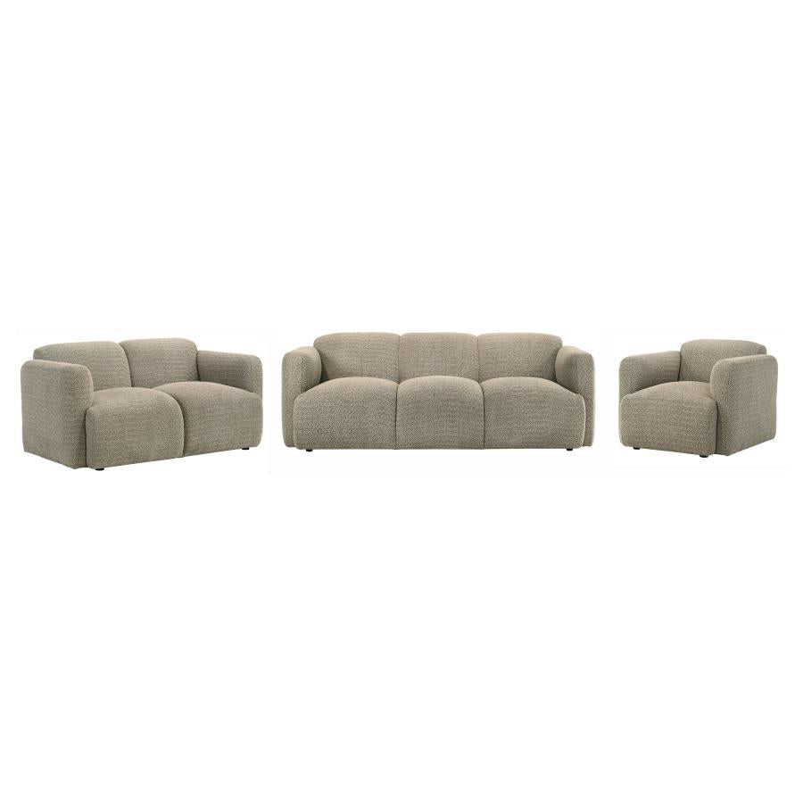 Dorset 3-piece Upholstered Round Track Arm Sofa Set Brown-zoom-2