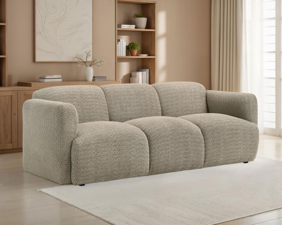 Dorset Fabric Upholstered Round Track Arm Sofa Brown-2