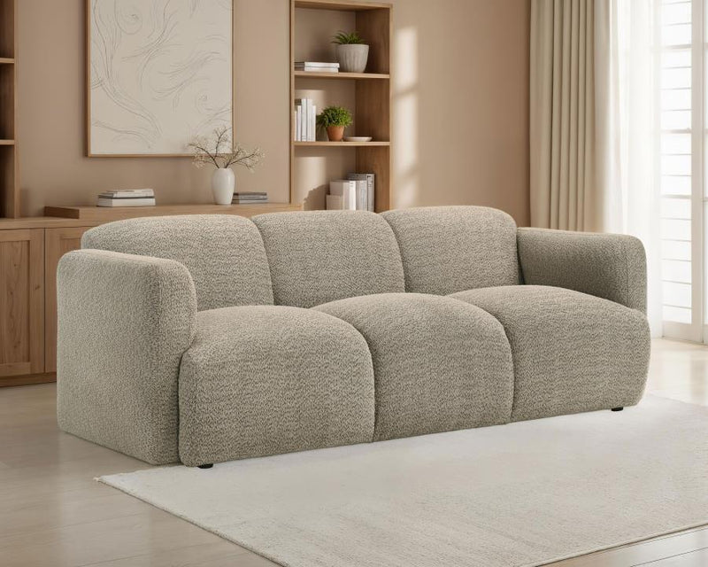 Dorset Fabric Upholstered Round Track Arm Sofa Brown-zoom-