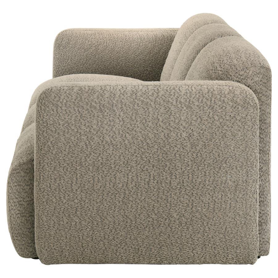 Dorset Fabric Upholstered Round Track Arm Sofa Brown-5