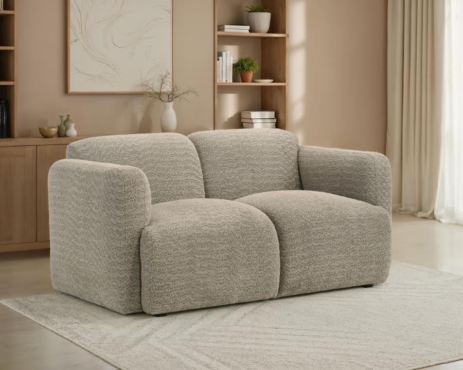 Dorset Fabric Upholstered Round Track Arm Loveseat Brown-zoom-2