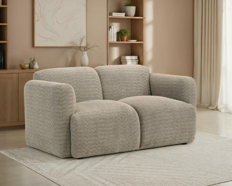 Dorset Fabric Upholstered Round Track Arm Loveseat Brown-zoom-