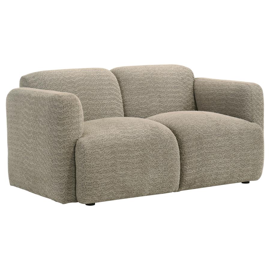 Dorset Fabric Upholstered Round Track Arm Loveseat Brown-zoom-1