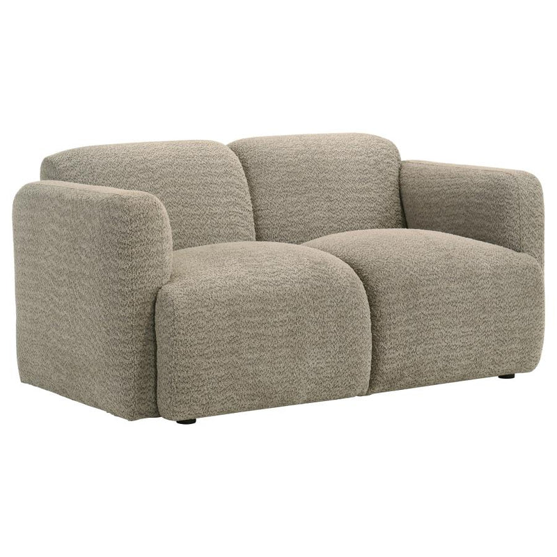 Dorset Fabric Upholstered Round Track Arm Loveseat Brown-zoom-