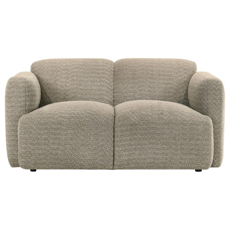 Dorset Fabric Upholstered Round Track Arm Loveseat Brown-zoom-