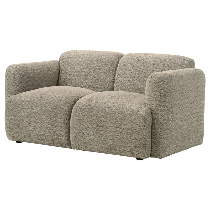 Dorset Fabric Upholstered Round Track Arm Loveseat Brown-zoom-