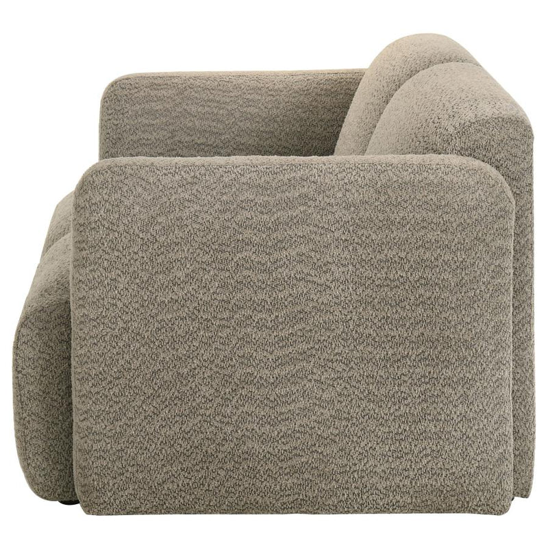 Dorset Fabric Upholstered Round Track Arm Loveseat Brown-zoom-