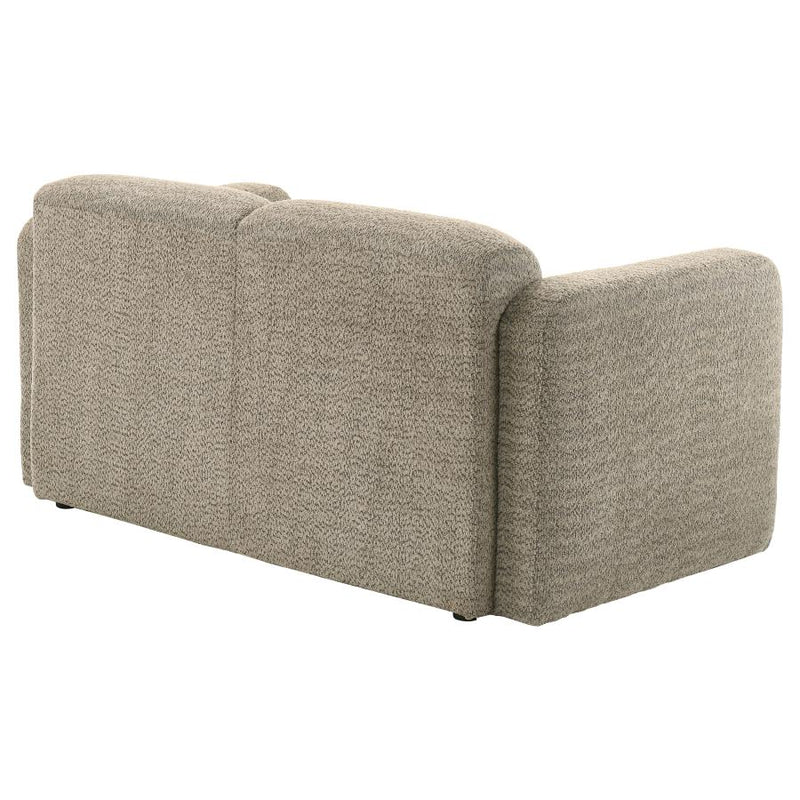Dorset Fabric Upholstered Round Track Arm Loveseat Brown-zoom-