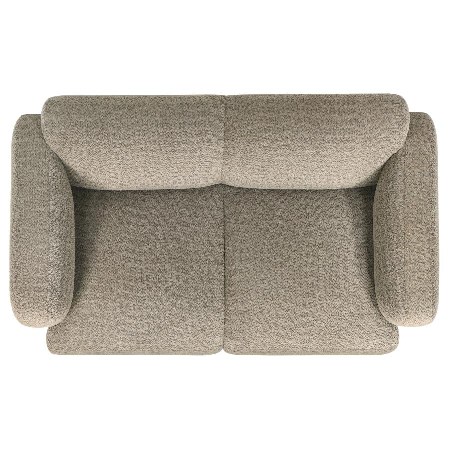 Dorset Fabric Upholstered Round Track Arm Loveseat Brown-10