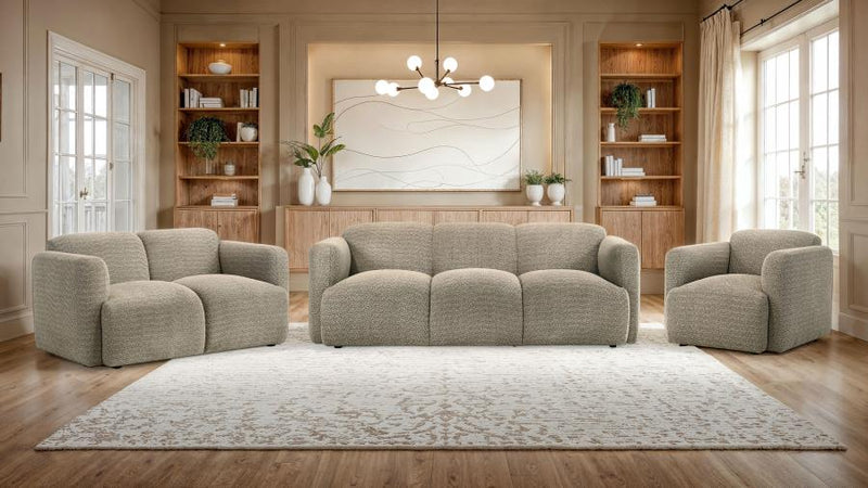 Dorset Fabric Upholstered Round Track Arm Loveseat Brown-zoom-
