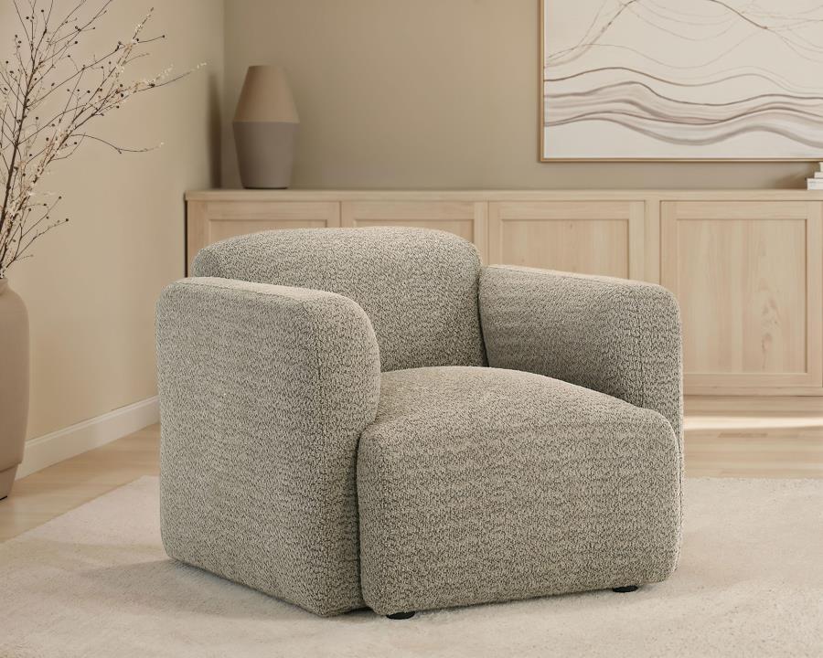 Dorset Fabric Upholstered Round Track Arm Accent Chair Brown-zoom-2