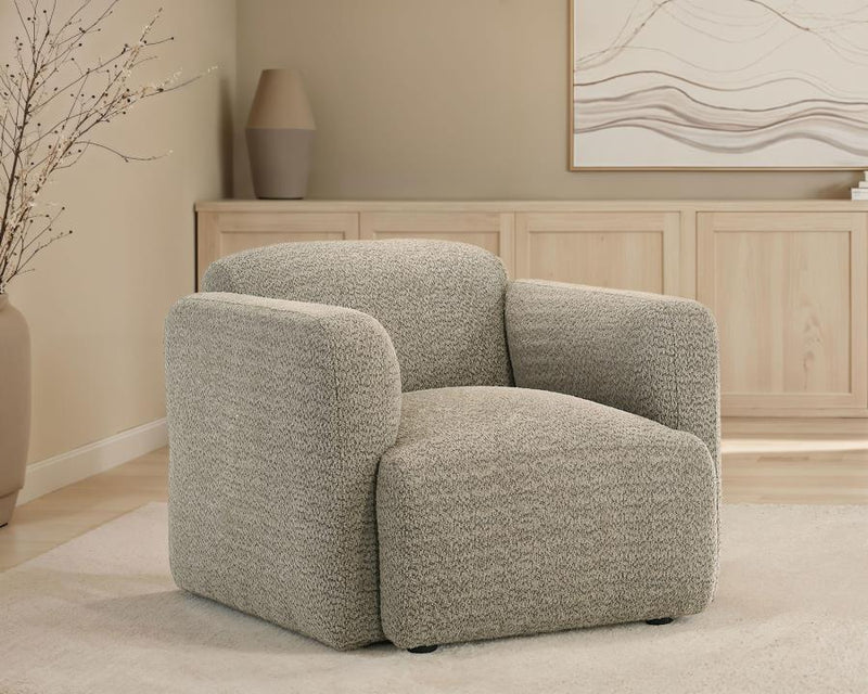 Dorset Fabric Upholstered Round Track Arm Accent Chair Brown-zoom-