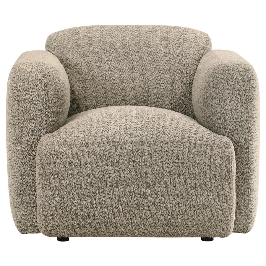 Dorset Fabric Upholstered Round Track Arm Accent Chair Brown-zoom-3