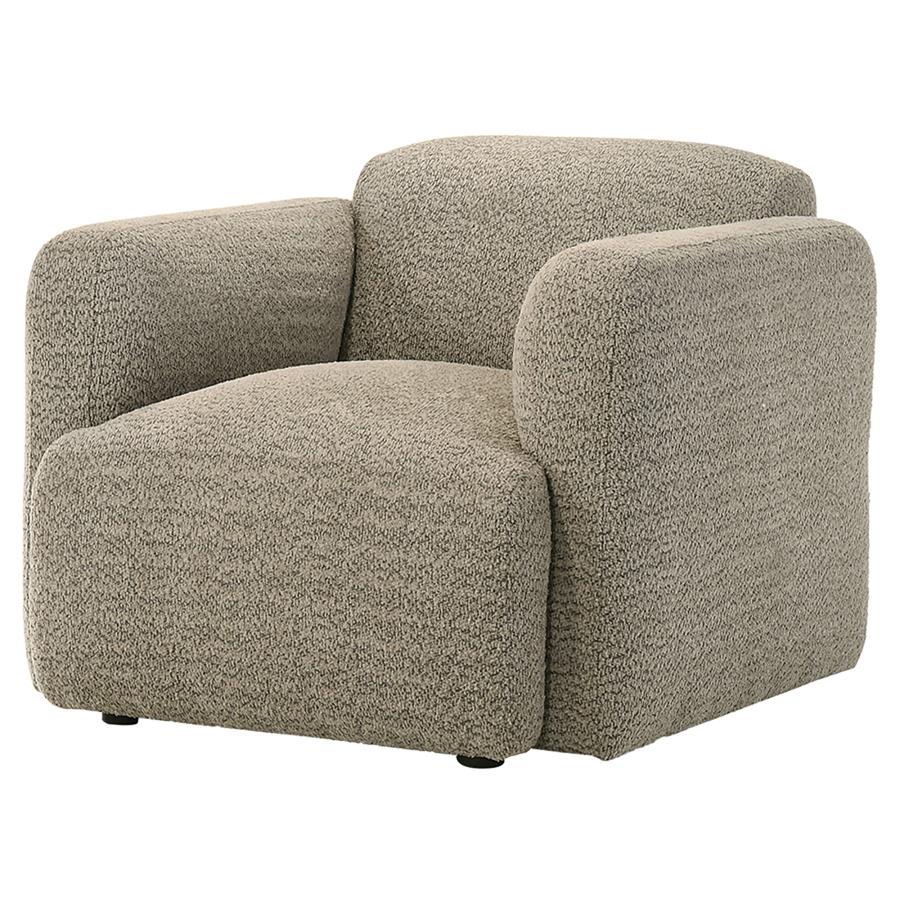 Dorset Fabric Upholstered Round Track Arm Accent Chair Brown-4