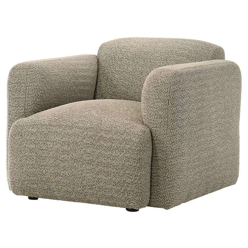 Dorset Fabric Upholstered Round Track Arm Accent Chair Brown-zoom-
