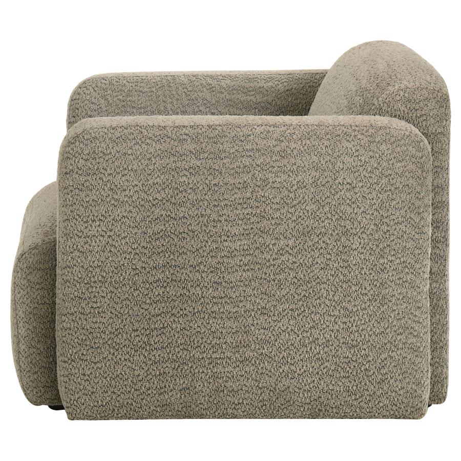 Dorset Fabric Upholstered Round Track Arm Accent Chair Brown-zoom-5