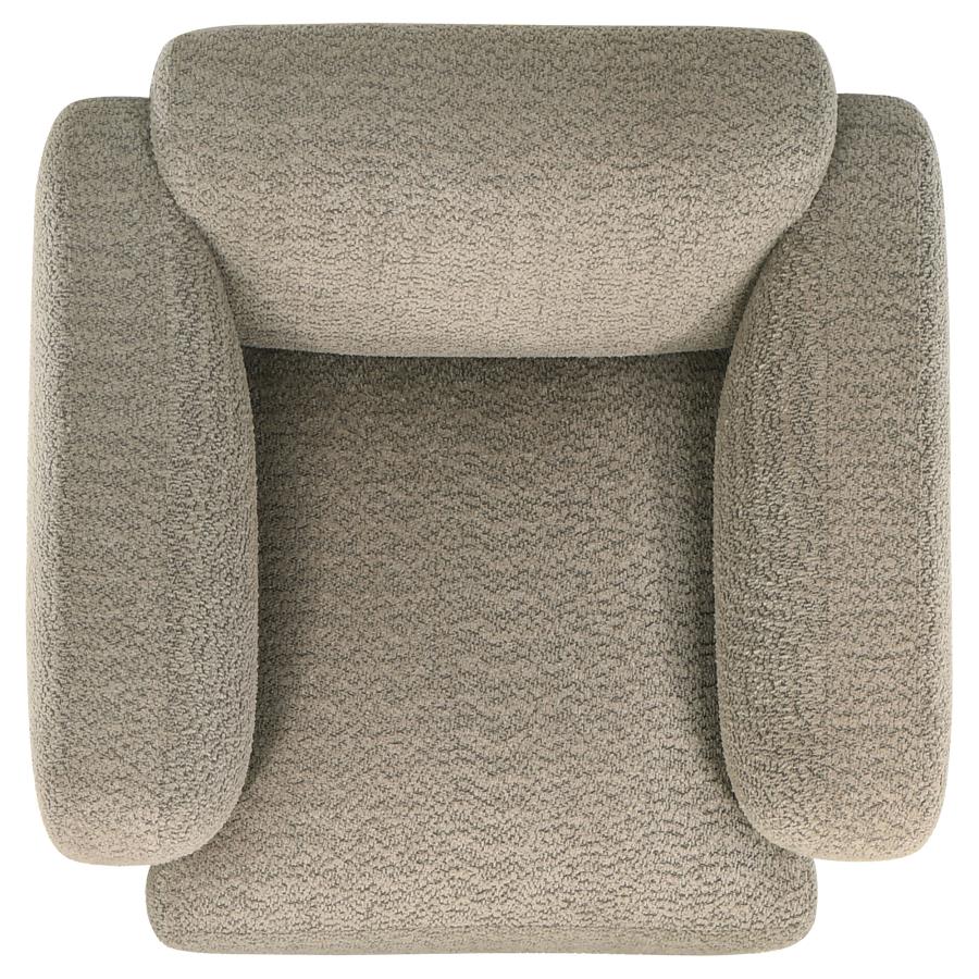 Dorset Fabric Upholstered Round Track Arm Accent Chair Brown-zoom-10