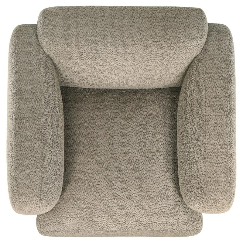 Dorset Fabric Upholstered Round Track Arm Accent Chair Brown-zoom-