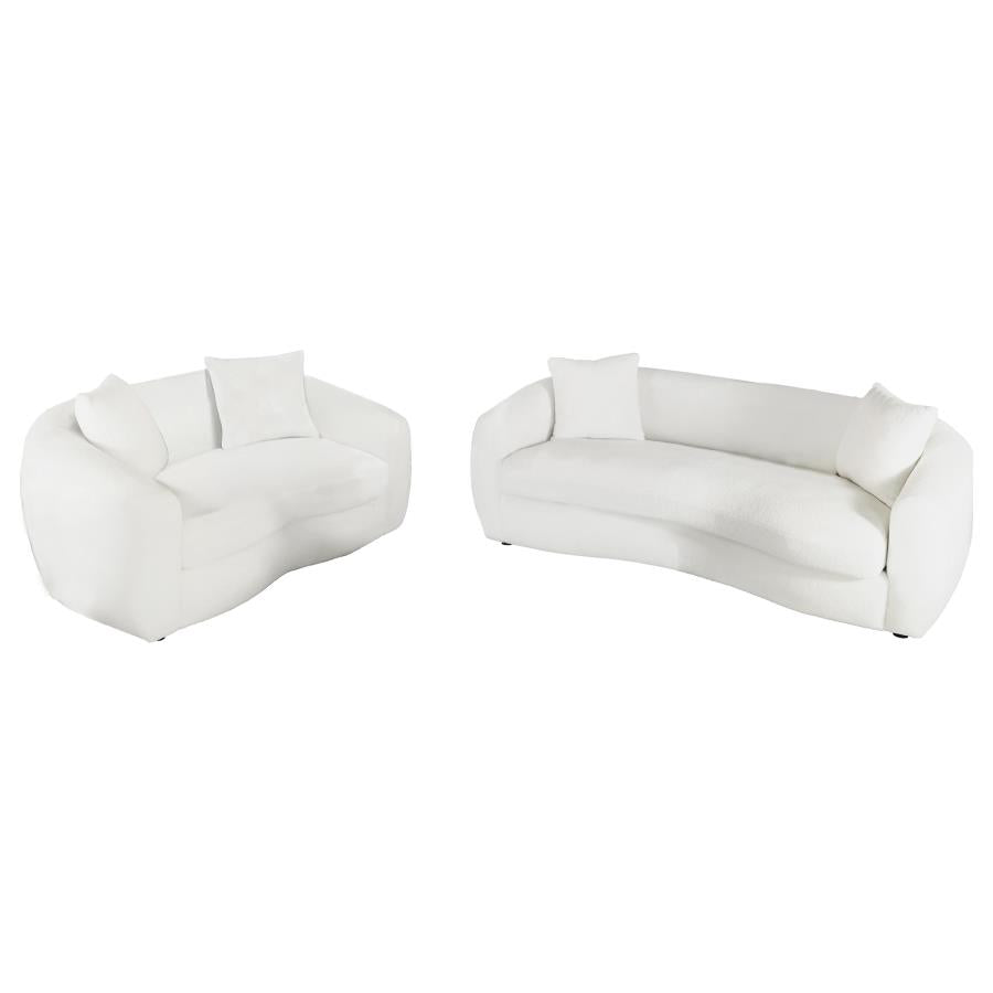 Isabella 2-piece Faux Sheepskin Upholstered Sofa Set Natural-2