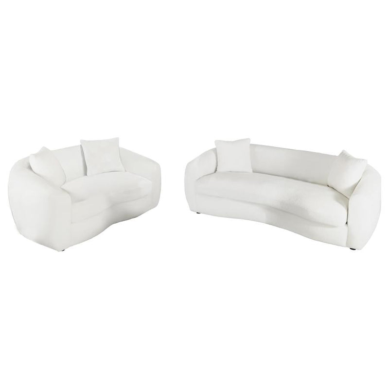 Isabella 2-piece Faux Sheepskin Upholstered Sofa Set Natural-zoom-