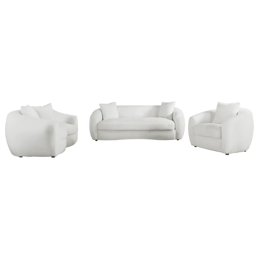 Isabella 3-piece Faux Sheepskin Upholstered Sofa Set Natural-2