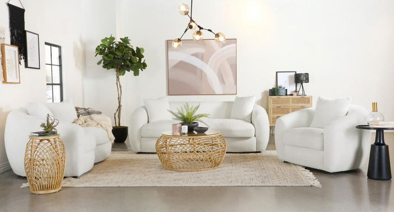 Isabella 3-piece Faux Sheepskin Upholstered Sofa Set Natural-zoom-
