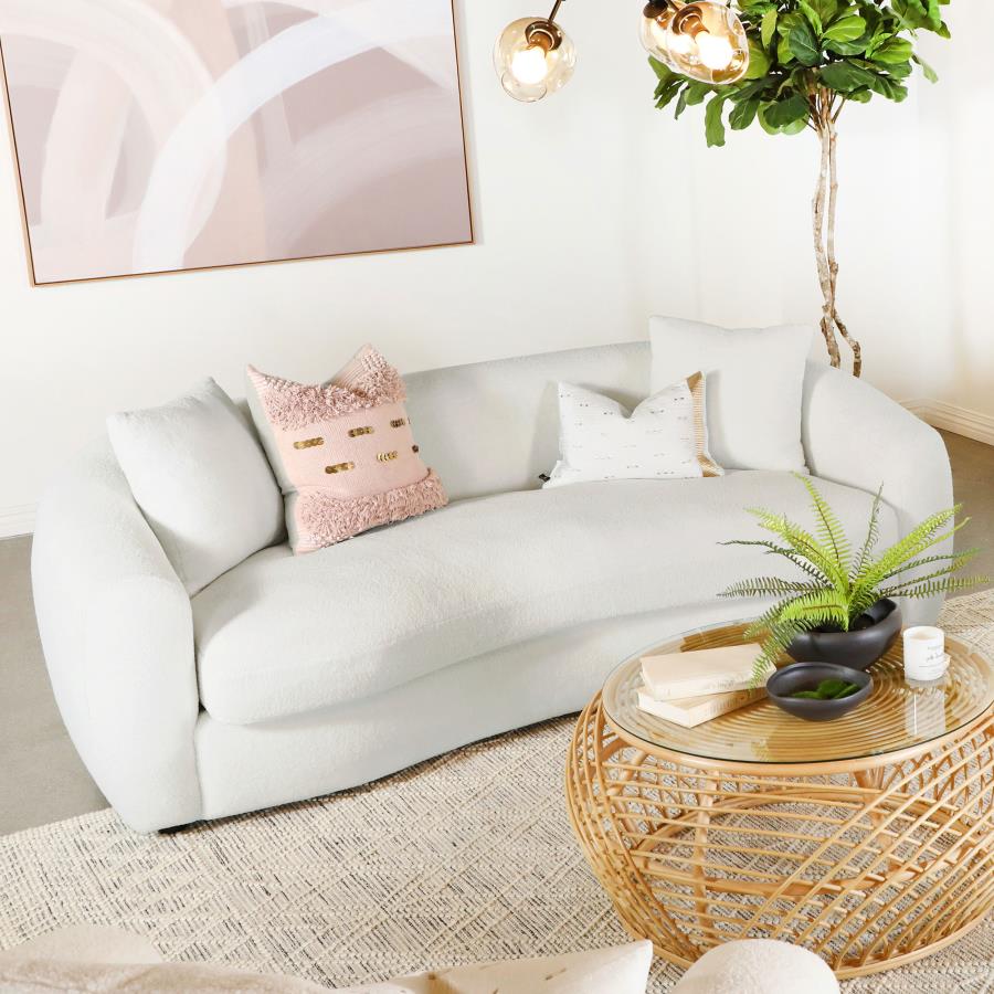 Isabella Faux Sheepskin Upholstered Sofa Natural-2