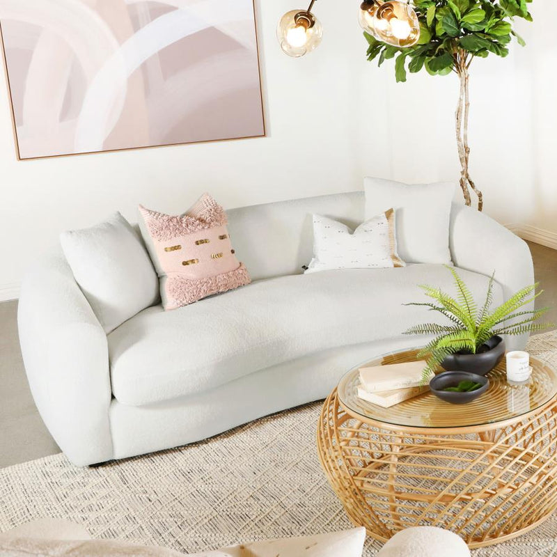 Isabella Faux Sheepskin Upholstered Sofa Natural-zoom-