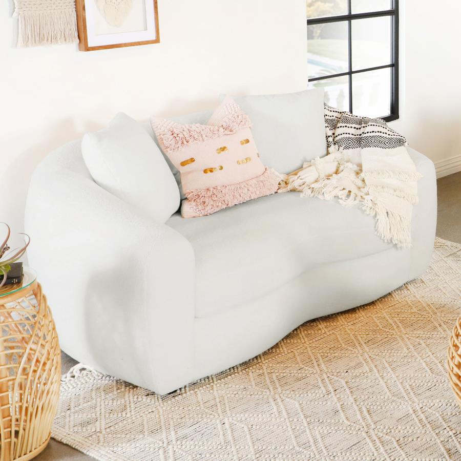 Isabella Faux Sheepskin Upholstered Loveseat Natural-zoom-2
