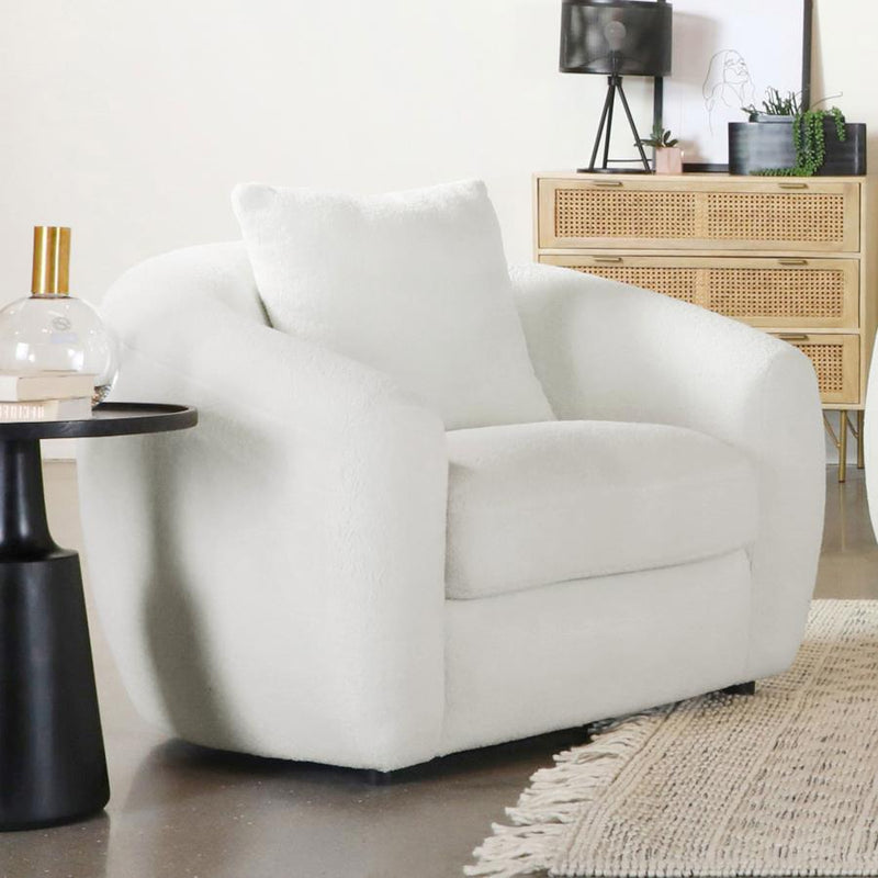 Isabella Faux Sheepskin Upholstered Accent Chair Natural-zoom-